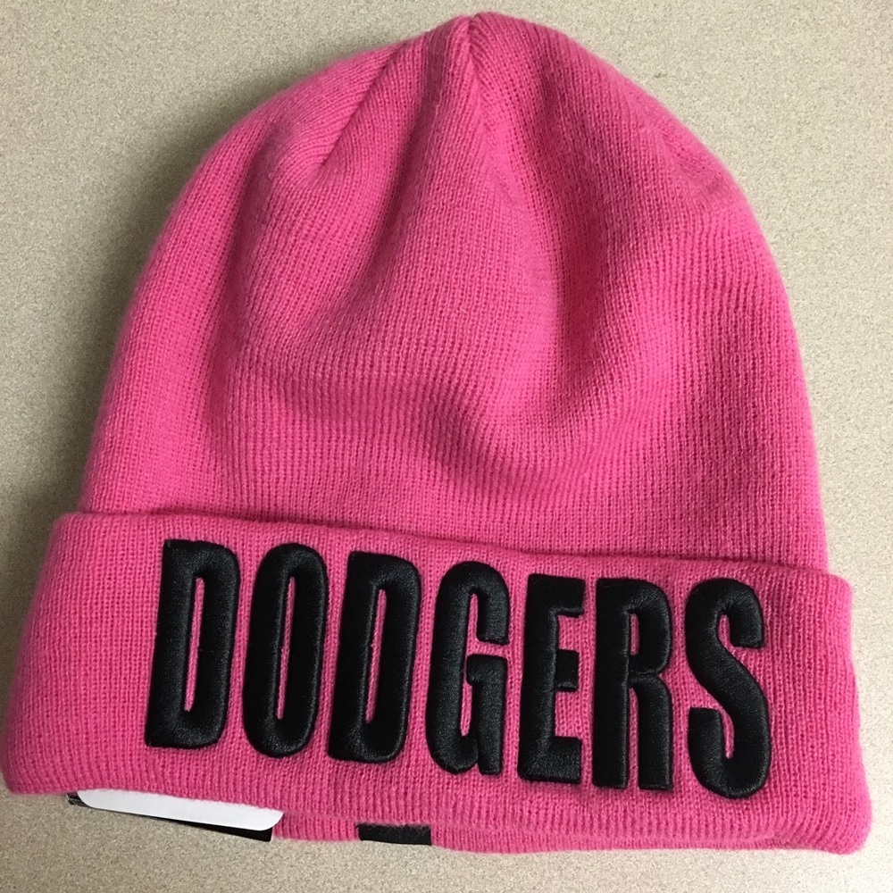 Dodgers Pink & Black Beanie
